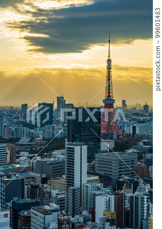Tokyo cityscape Tokyo Tower at dusk 99601483