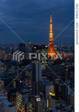 東京夜景 東京鐵塔點亮 東京夜景 東京鐵塔點亮 99601500