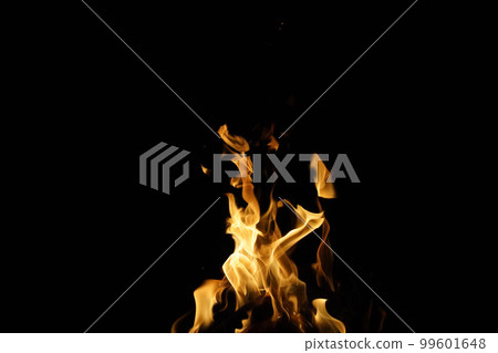 Burning flame or fire isolated on black background. stack of thermal energy close-up, red and yellow, heat energy igniting fuel during night,light on black background. Burning flame or fire isolated on black background. stack of thermal energy close-up, red and yellow, heat energy igniting fuel during night,light on black background. 99601648