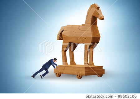 Businessman and trojan horse in trap concept 99602106