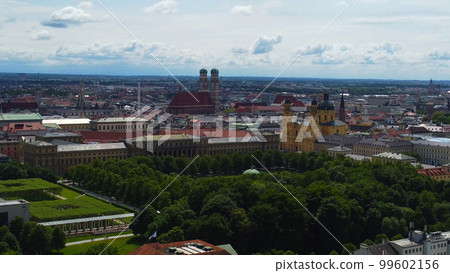 Aerial View over the city of Munich from English Garden Aerial View over the city of Munich from English Garden 99602156