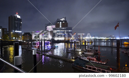 Hamburg harbor - amazing view by night Hamburg harbor - amazing view by night 99602180