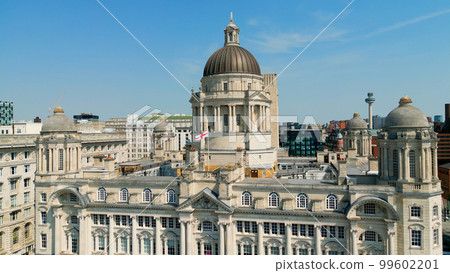 Famous Port of Liverpool Building at Pier Head - aerial view - travel photography 99602201