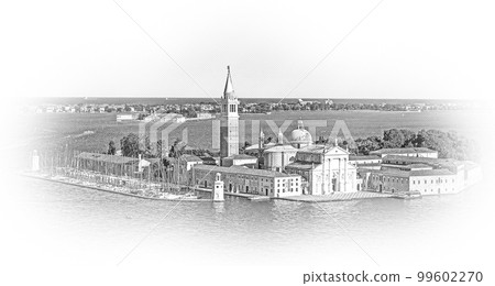 Aerial view over St Giorgio in Venice 99602270