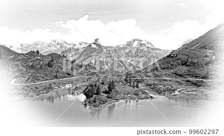 Mountain Lake Truebsee in Switzerland Mountain Lake Truebsee in Switzerland 99602297