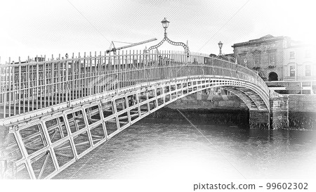 The Ha Penny Bridge or Half Penny Bridge in Dublin 99602302