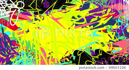 Trendy Colorful Abstract Urban Street Art Graffiti Style Vector Illustration Background Template 99603106