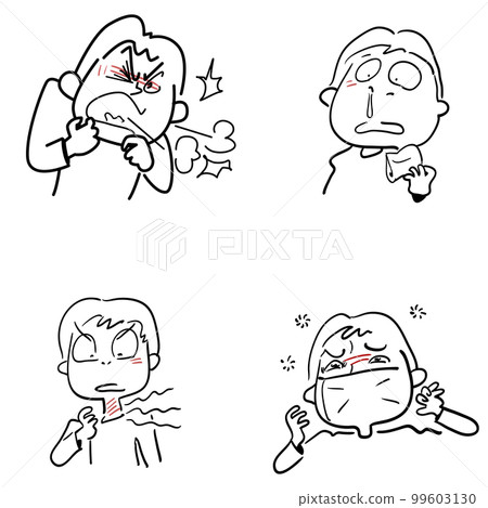Body disorder icon set-asthma-runny nose-hay fever 99603130