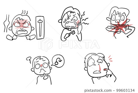 身體障礙圖標集-蛀牙-下頜偏斜-流鼻血 身體障礙圖標集-蛀牙-下頜偏斜-流鼻血 99603134