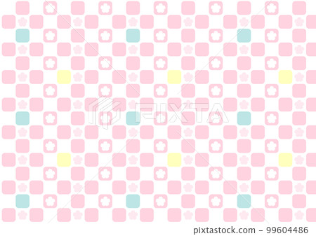 日本現代背景_櫻花方格圖案 99604486