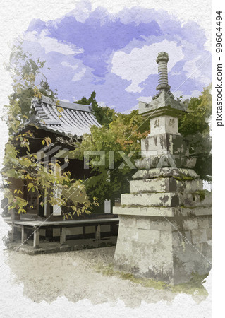 Watercolor-style Koyakushido, Shinyakushiji Temple, Nara City, Nara Prefecture 99604494