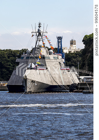 US Navy stealth ship Auckland anchored and resupplying Yokosuka Air Base in Yokosuka City, Kanagawa Prefecture US Navy stealth ship Auckland anchored and resupplying Yokosuka Air Base in Yokosuka City, Kanagawa Prefecture 99604578