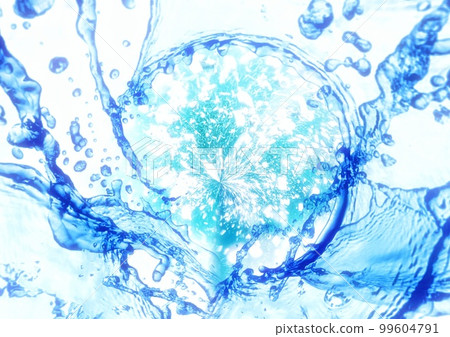 與打旋的藍色波浪和飛濺的抽象背景 與打旋的藍色波浪和飛濺的抽象背景 99604791
