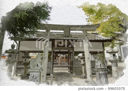 奈良縣奈良市水彩風格的拓春日神社 奈良縣奈良市水彩風格的拓春日神社 99605078