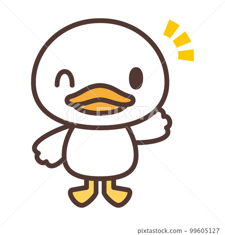 Winking cute white duck character 99605127