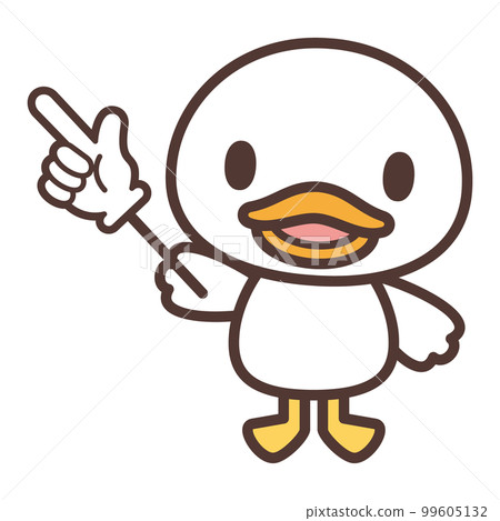 Cute white duck character pointing Cute white duck character pointing 99605132