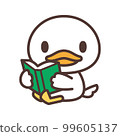 可愛的白鴨角色在讀書 99605137