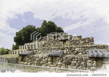Watercolor style head tower Nara City, Nara Prefecture Watercolor style head tower Nara City, Nara Prefecture 99605659