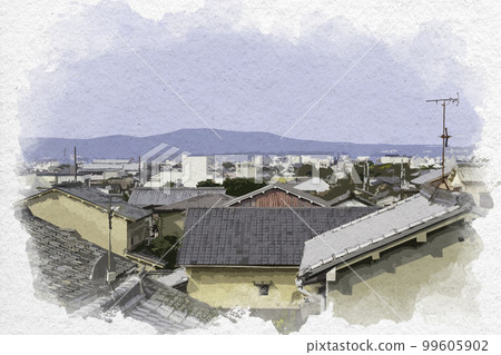 Nara townscape seen from the tower in a watercolor style, Nara City, Nara Prefecture 99605902
