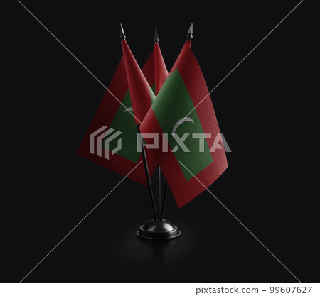 Small national flags of the Maldives on a black background Small national flags of the Maldives on a black background 99607627