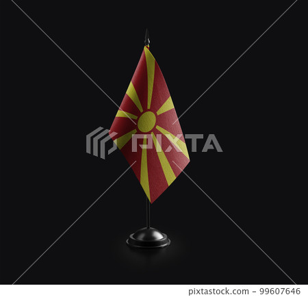 Small national flag of the Macedonia on a black background Small national flag of the Macedonia on a black background 99607646