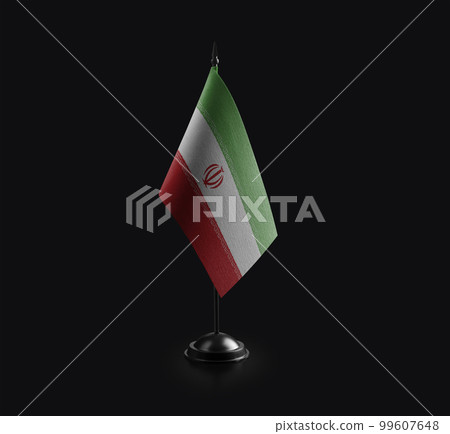Small national flag of the Iran on a black background Small national flag of the Iran on a black background 99607648