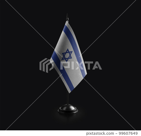 Small national flag of the Israel on a black background Small national flag of the Israel on a black background 99607649
