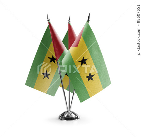 Small national flags of the Sao Tome and Principe on a white background Small national flags of the Sao Tome and Principe on a white background 99607651