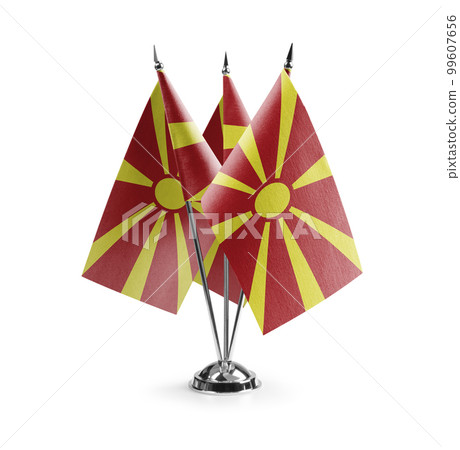 Small national flags of the Macedonia on a white background Small national flags of the Macedonia on a white background 99607656