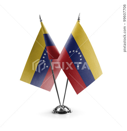 Small national flags of the Venezuela on a white background 99607706