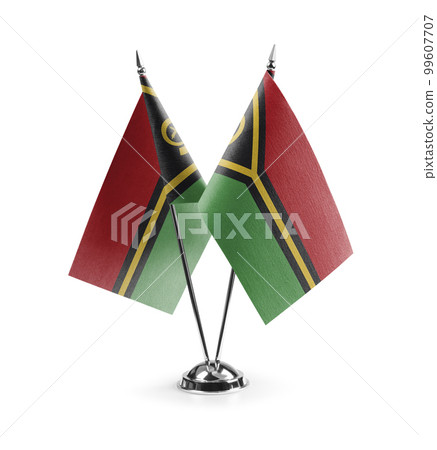 Small national flags of the Vanuatu on a white background 99607707