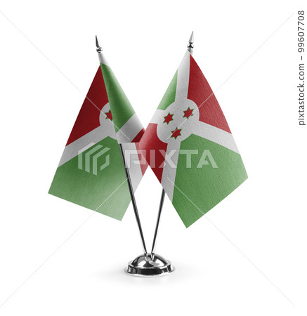 Small national flags of the Burundi on a white background 99607708