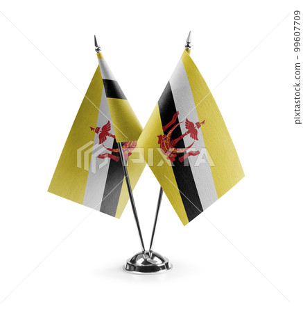 Small national flags of the Brunei on a white background 99607709