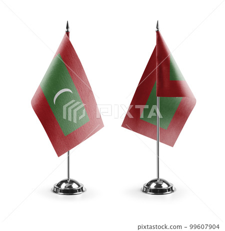 Small national flags of the Maldives on a white background 99607904
