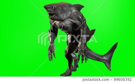 A shark humanoid he has a mouth. 3d rendering 99608392