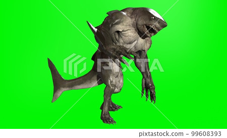 A shark humanoid he has a mouth. 3d rendering 99608393