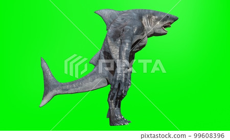 A shark humanoid he has a mouth. 3d rendering A shark humanoid he has a mouth. 3d rendering 99608396
