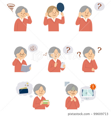 患有衰老的老年婦女插圖集 99609713