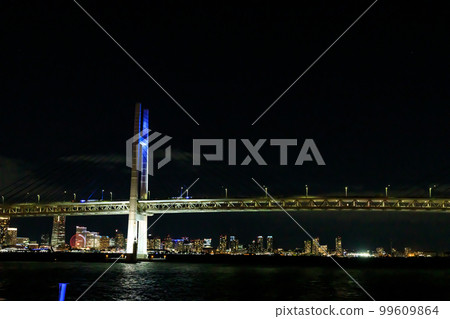 Yokohama Bay Bridge seen from a passing cruise ship 99609864