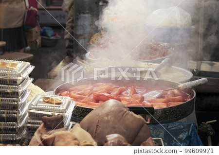 Tteokbokki for sale at a Korean street food stall 99609971