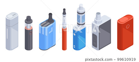 Isometric e-cigarette and vape pen. Digital... - Stock Illustration ...