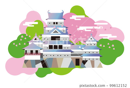 Four seasons of Matsumoto Castle. A majestic castle tower. 99612152