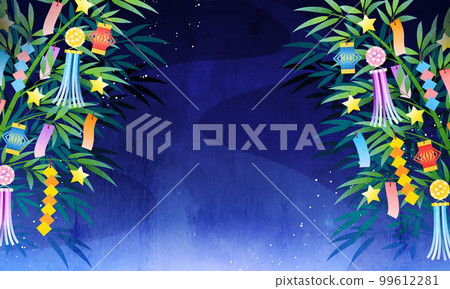 Tanabata bamboo grass and night sky vector illustration background Tanabata bamboo grass and night sky vector illustration background 99612281
