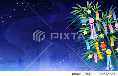 七夕竹草和夜空矢量圖背景 七夕竹草和夜空矢量圖背景 99612283