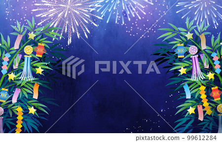 Tanabata bamboo and fireworks vector illustration background (fireworks) 99612284