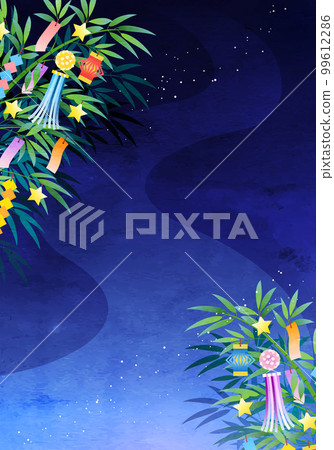 七夕竹草和夜空矢量圖背景 七夕竹草和夜空矢量圖背景 99612286