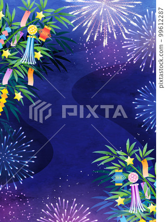 Tanabata bamboo and fireworks vector illustration background (fireworks) 99612287