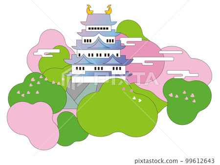 A view of Nagoya Castle. A majestic castle tower. 99612643