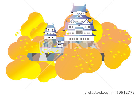 Himeji Castle's four seasons. A majestic castle tower. 99612775
