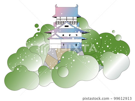 犬山城的春夏秋冬。雄偉的城堡塔。 99612913